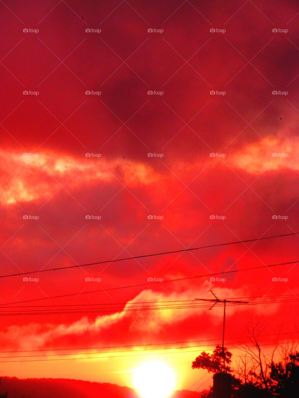 Blood-red sunset over Farrell Pennsylvania 