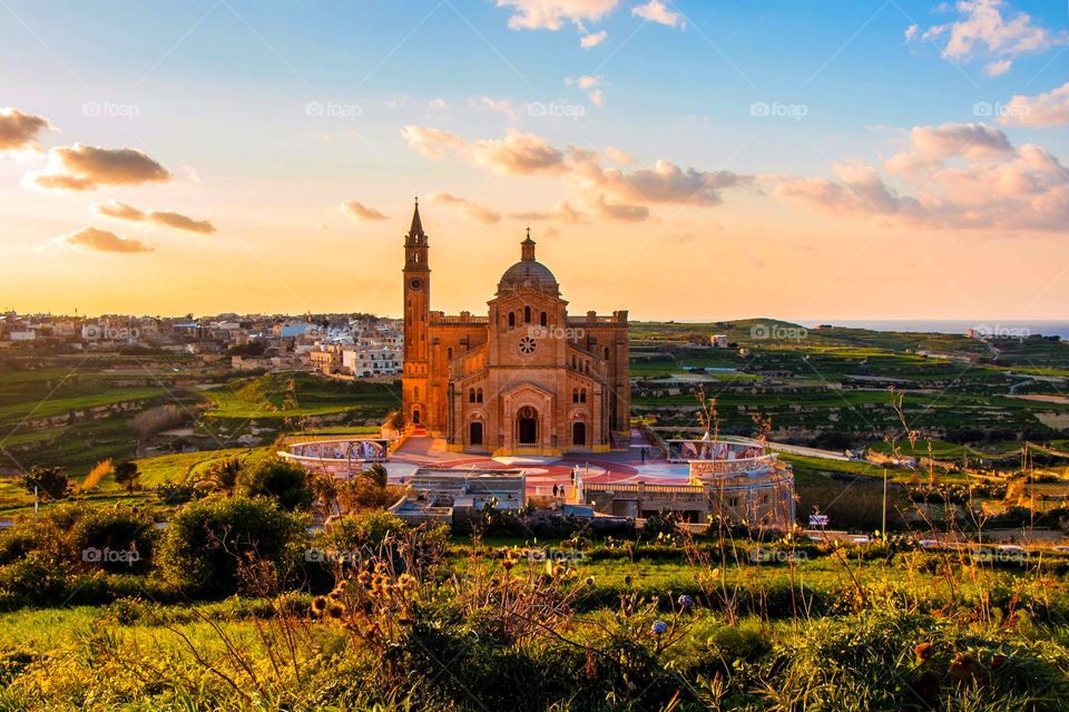 Sunset at Ta’ Pinu in the little island of Gozo, Malta’s sister island.