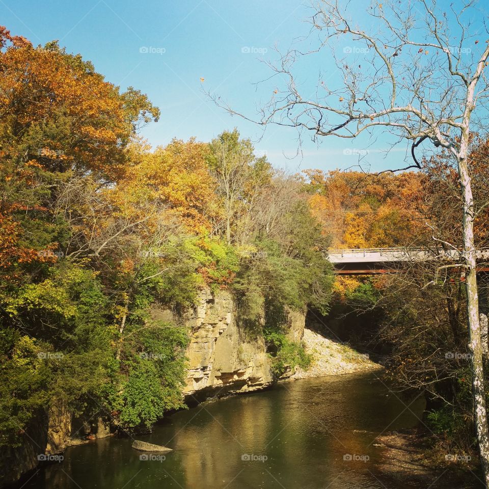 distant suspension bridge