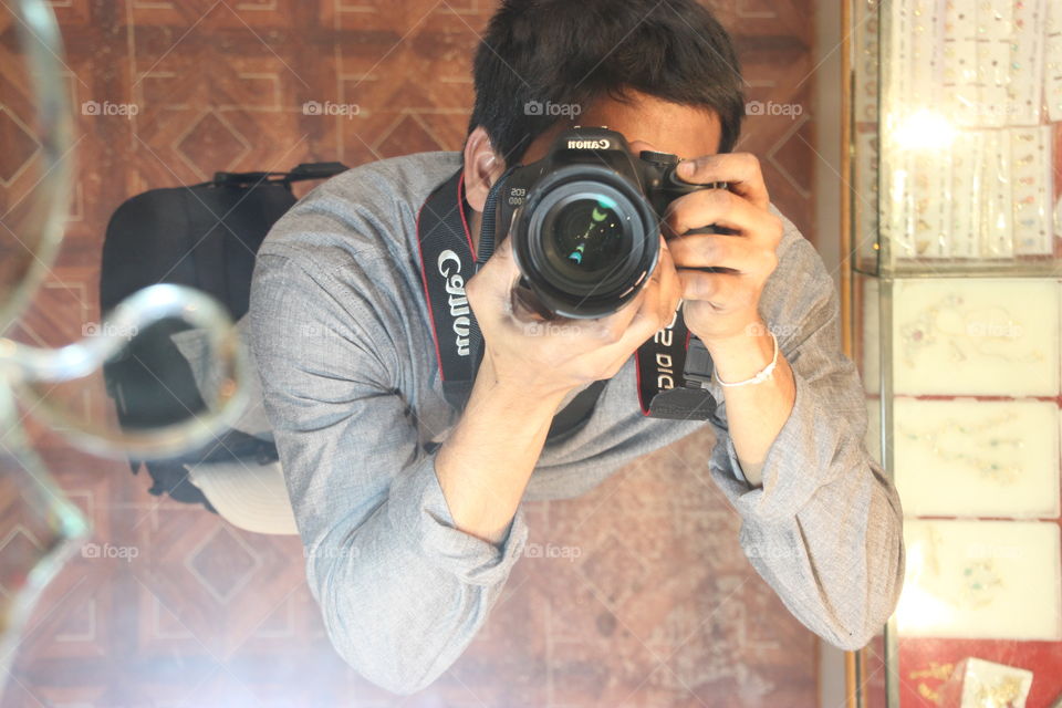 Photographer selfie, Reflective, mirror
