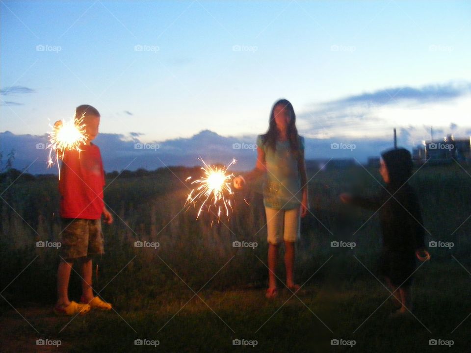 Firework fun at dusk