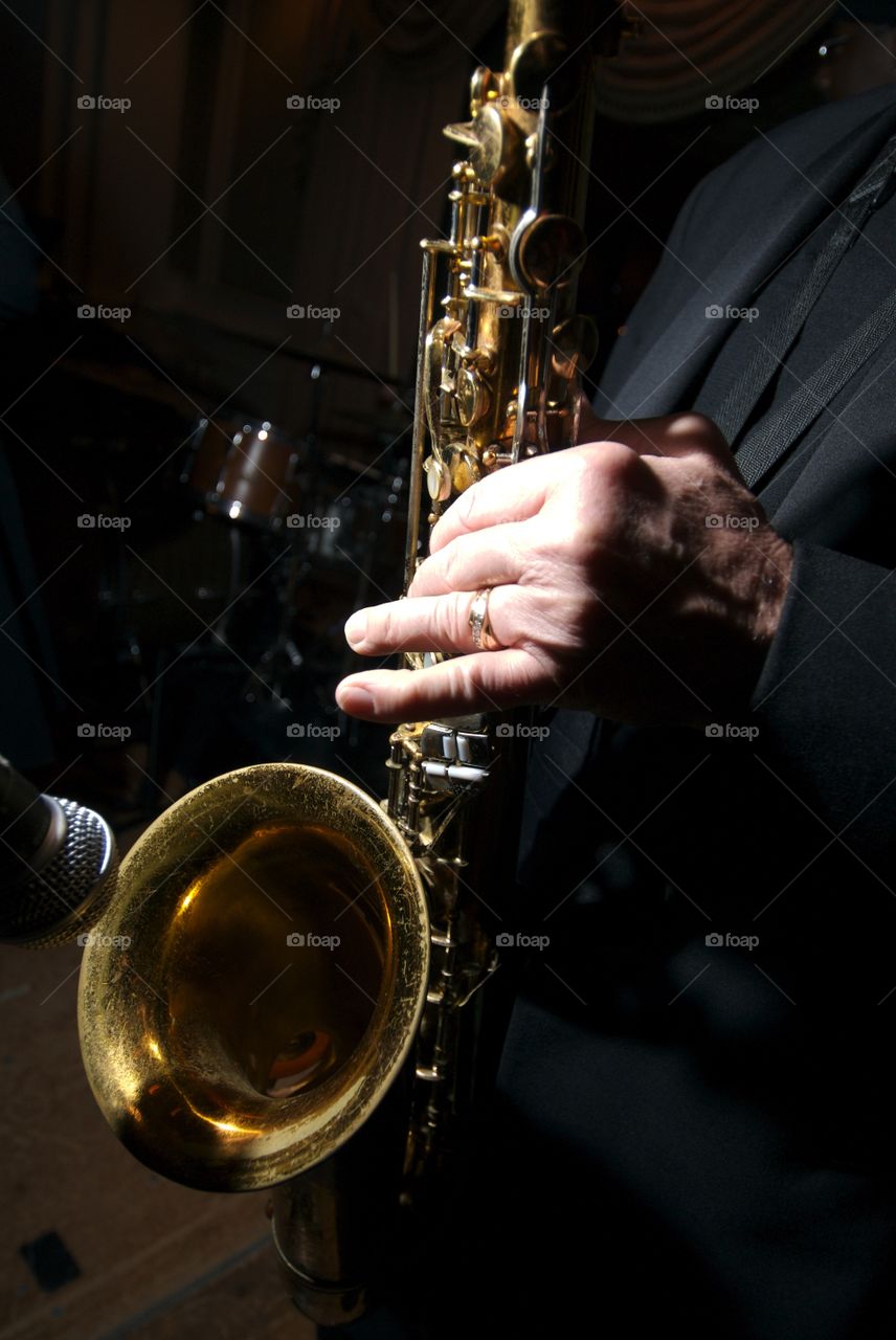 Saxophone . Image of musician playing a sax