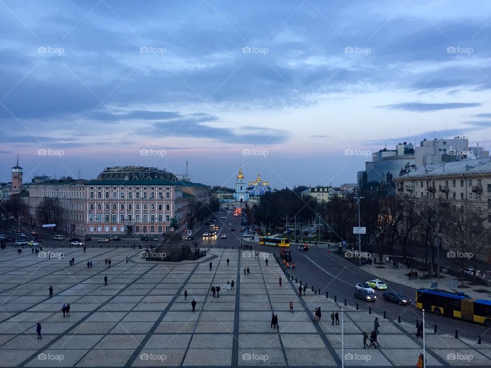 Kyiv from Sofia Kyivska terrace on a sunset