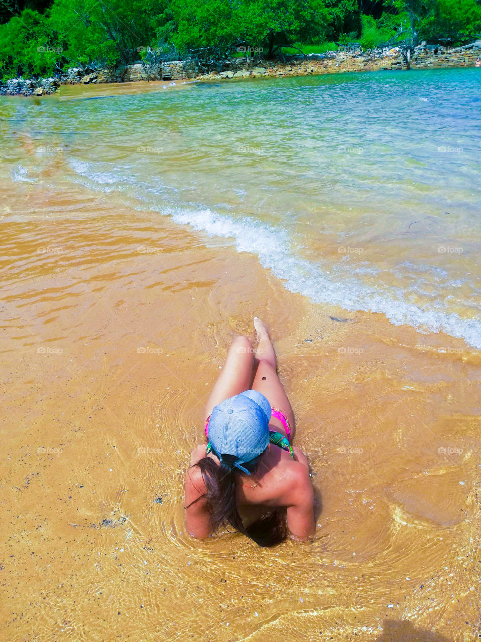 brunette on the sand