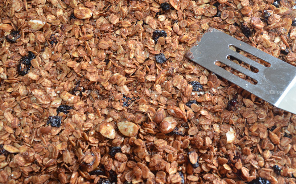 granola with spatula