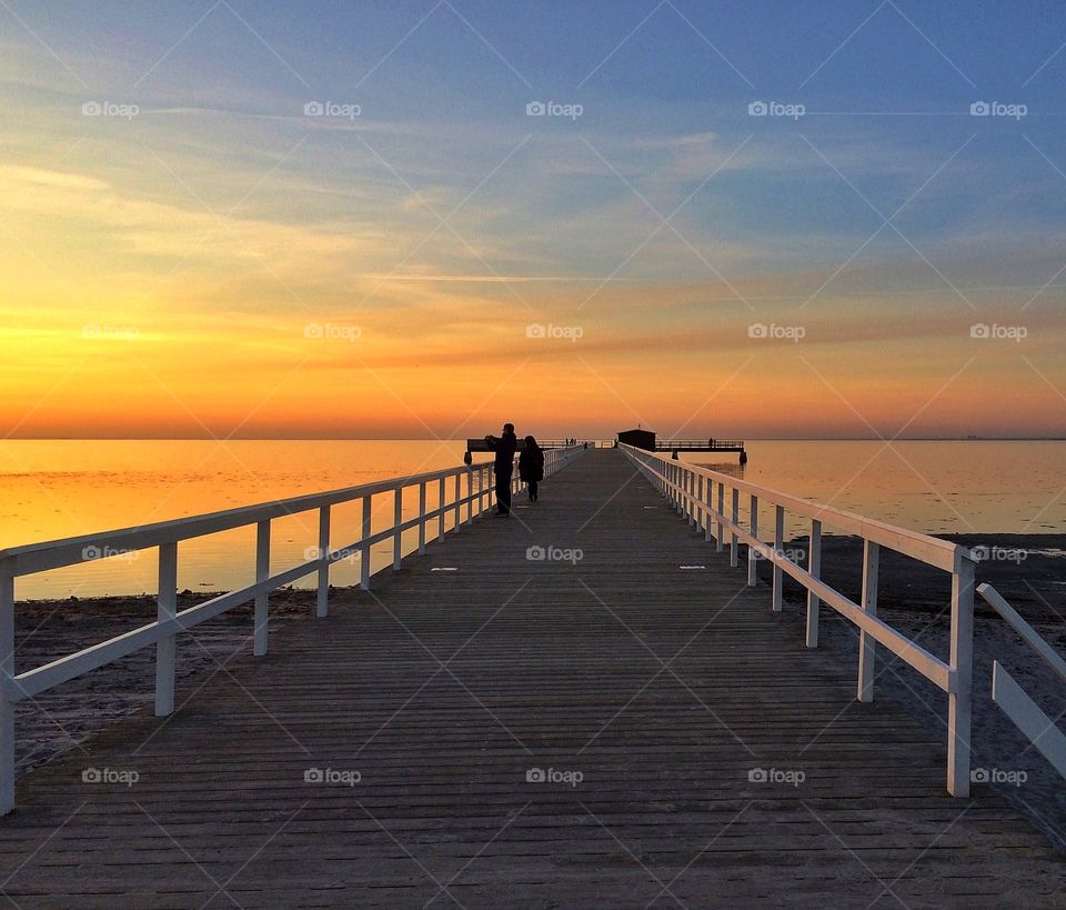 High angle view of jetty during sunset