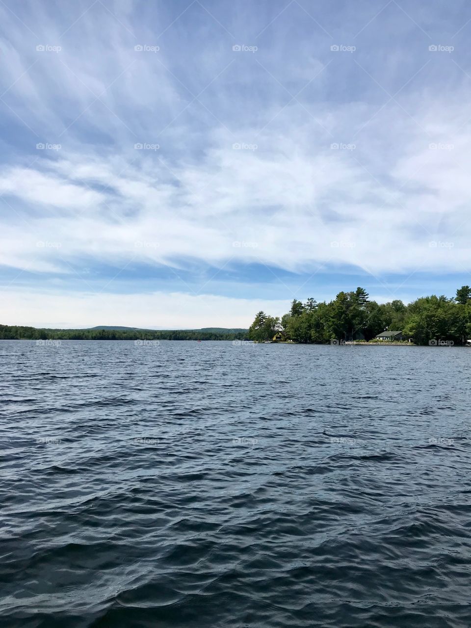 View from sailboat on East Grand Lake. 