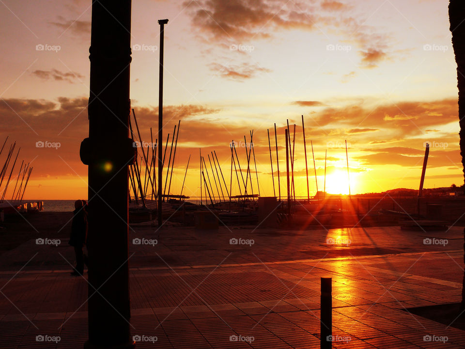 Sunset in Sitges, Spain.