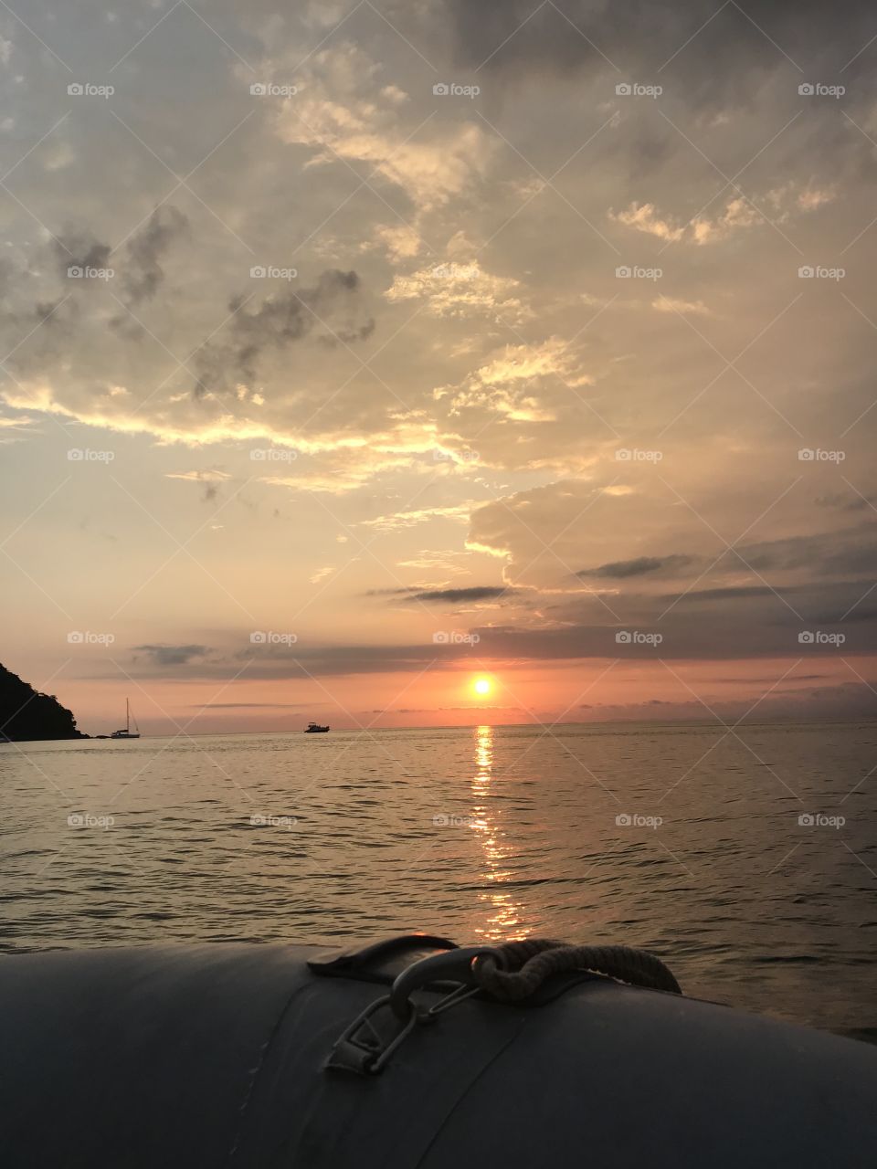 Sunset on boat