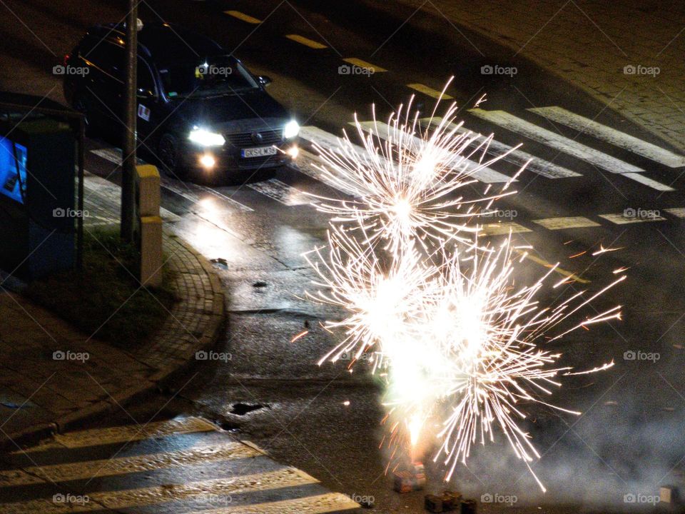 Car vs fireworks