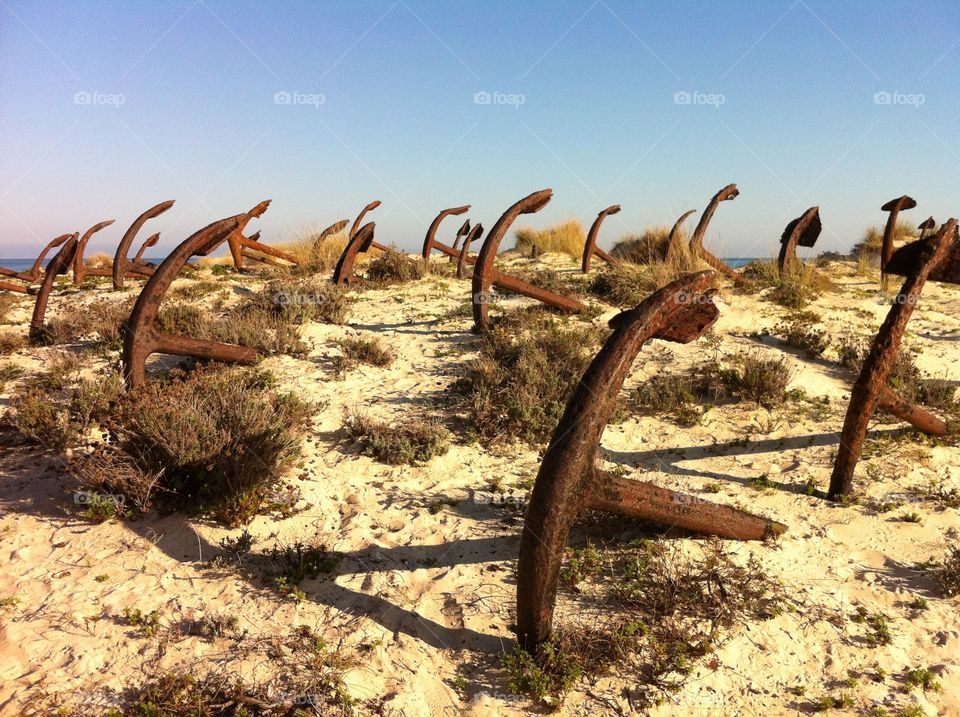 Anchors on the beach 