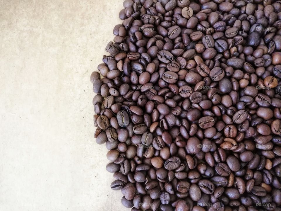 White background with coffee beans
