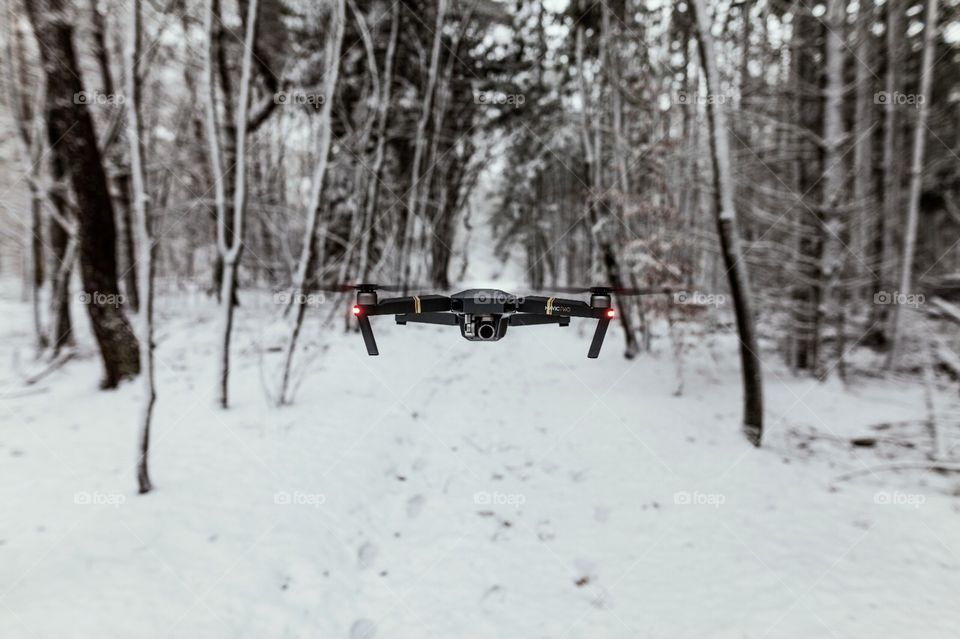 Drone in the woods