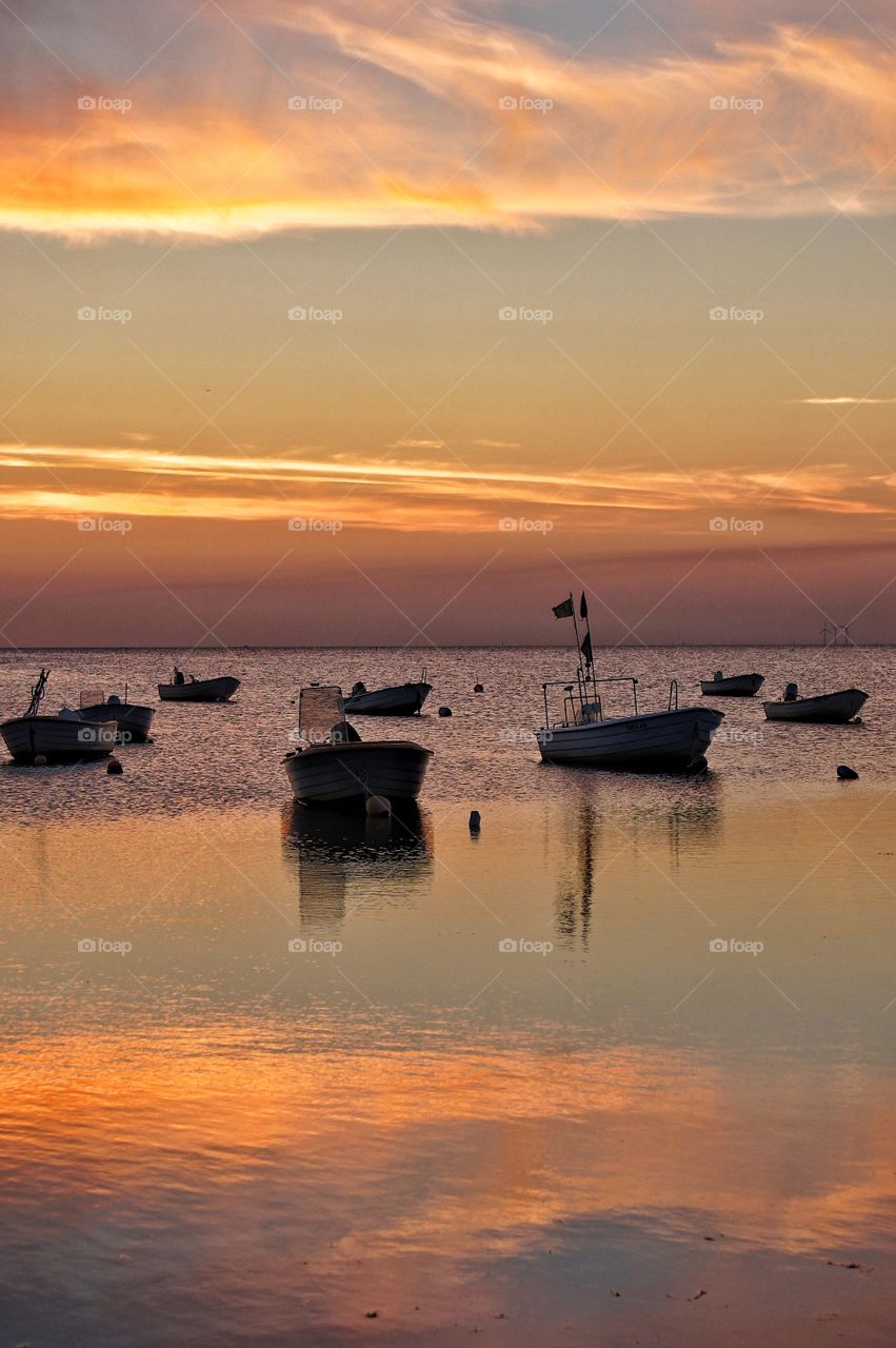 Boats in golden light