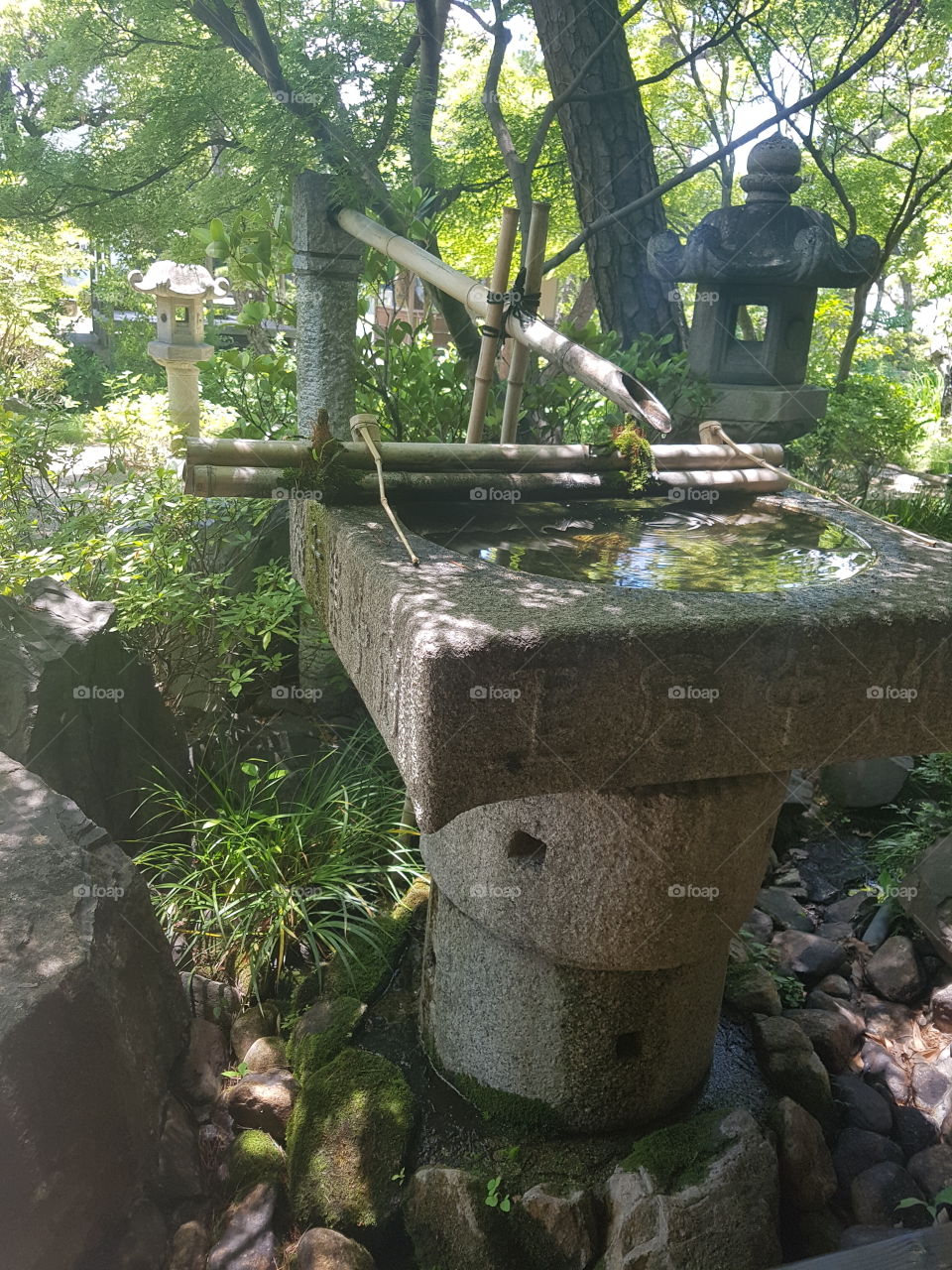A water fountain in a Japanese Garden