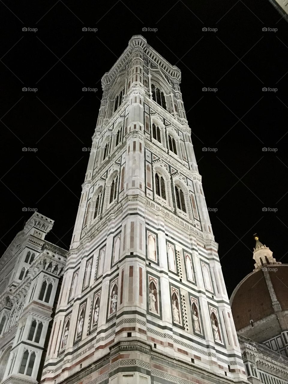 Intricate detailed architecture and detail to a tower of cathedral