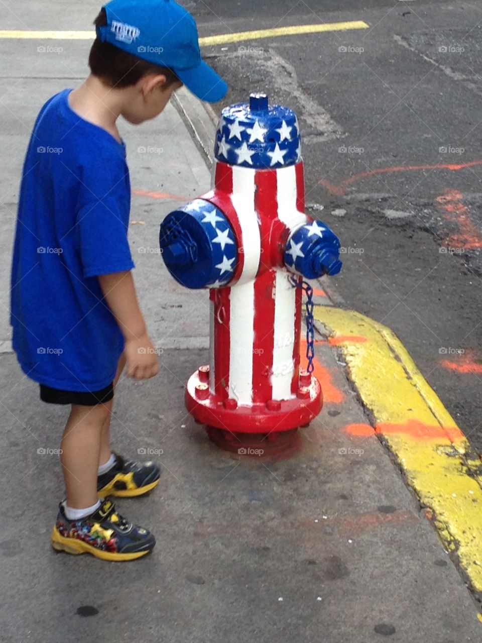 Patriotic fire hydrant