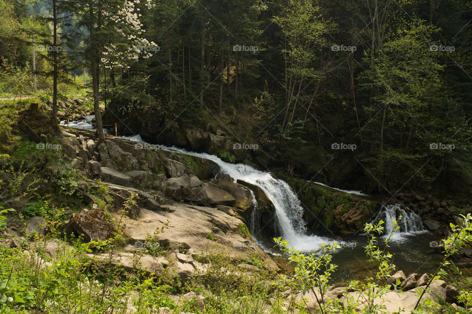 waterfall in Carpathian mountains, Ukraine