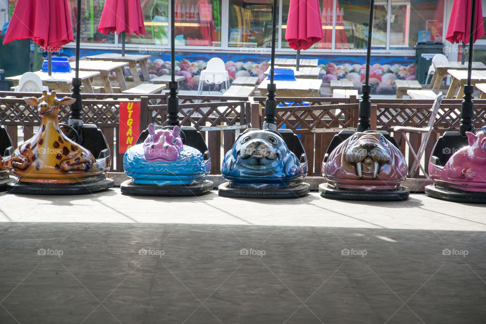 Bumper cars game at funfair in Halmstad Sweden. Halmstad adventure land.