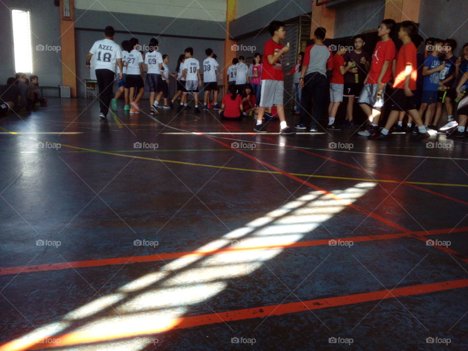 People in the school gymnasium
