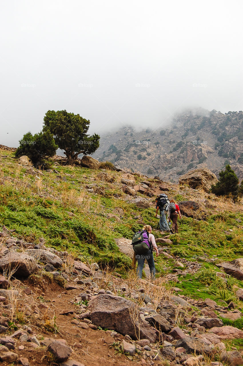 To the top . Trekking in the High Atlas mountains