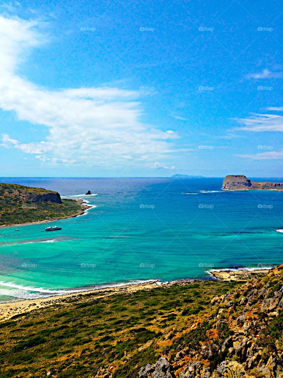 Landscape view of sea at crete, Greece