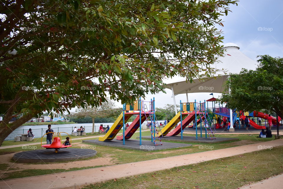 Daytime at children play area in Diyatha Uyana, Sri Lanka.