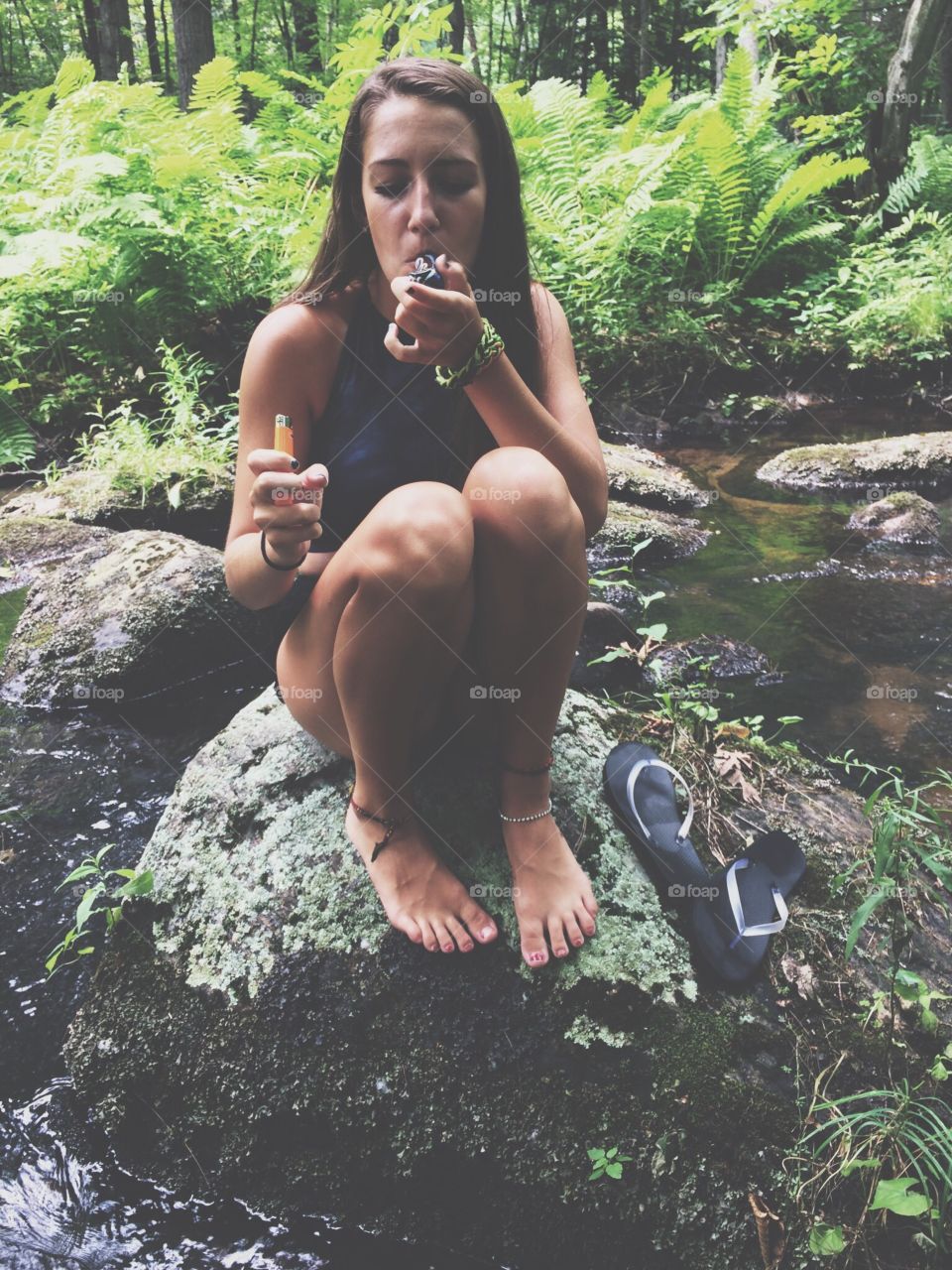 Smoking on some rocks