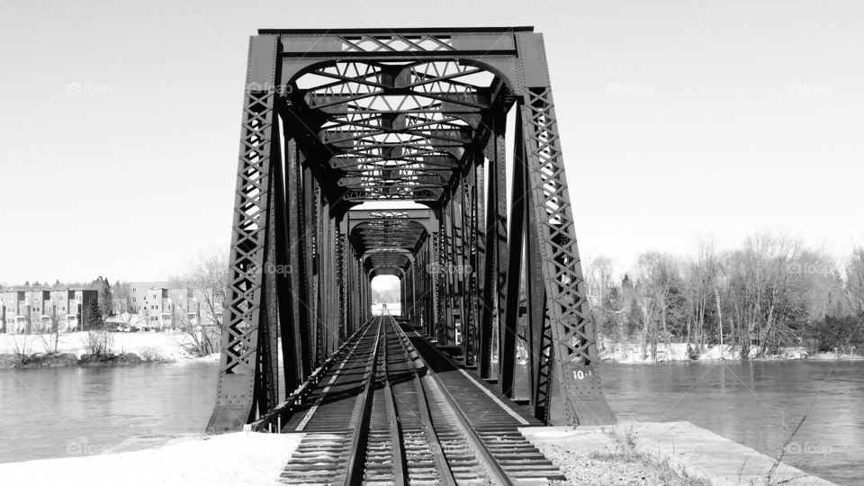 old bridge outdoors black and white winter