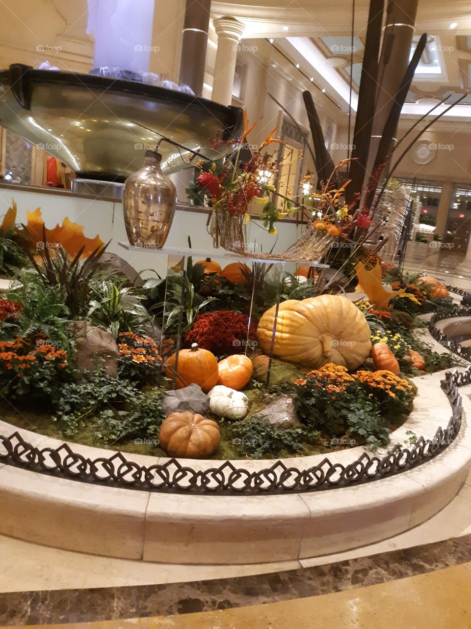 Beautiful pumpkins and autumn leaves on display at the Palazzo hotel in Las Vegas NV