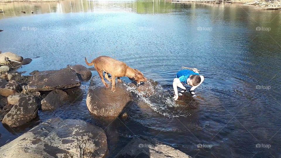 Playing in the water 