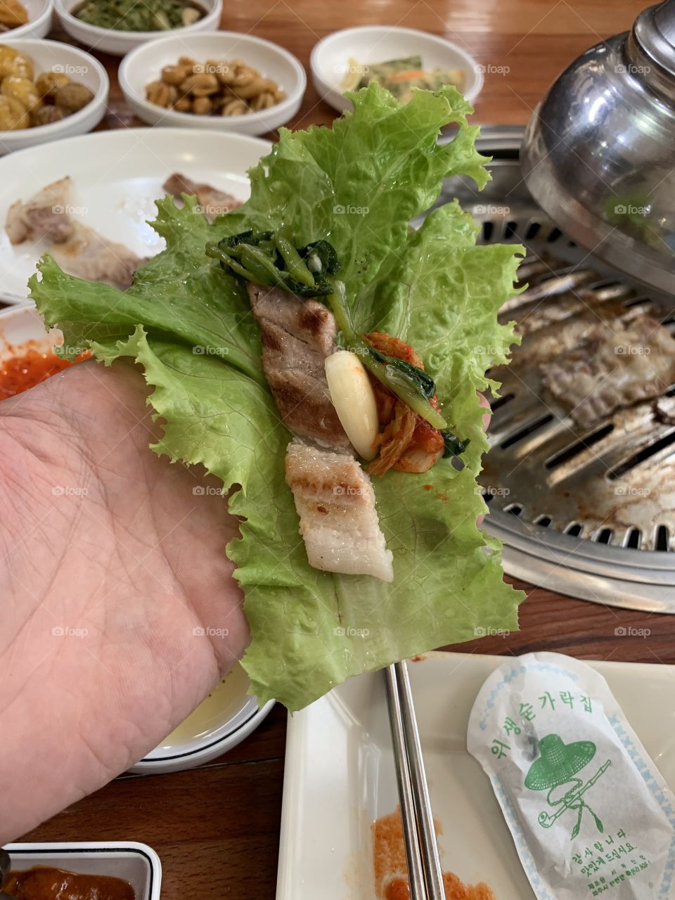 samgyupsal with kimchi 