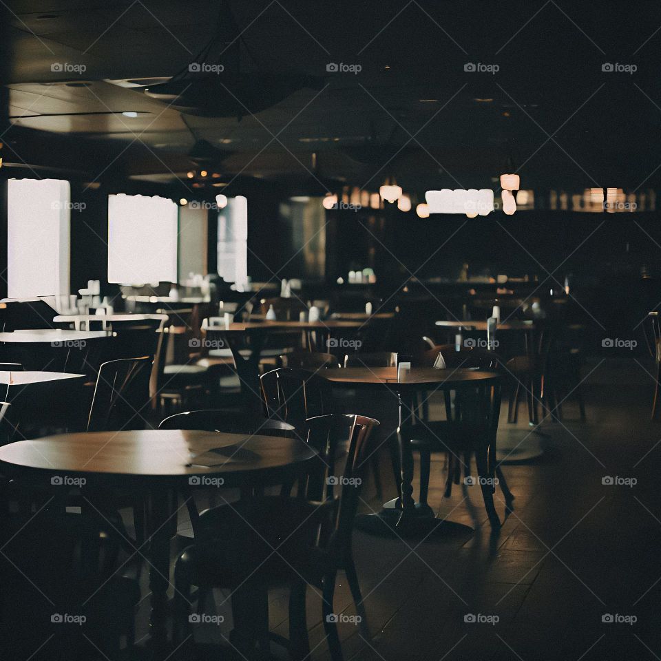 Empty restaurant that's almost forgotten by people