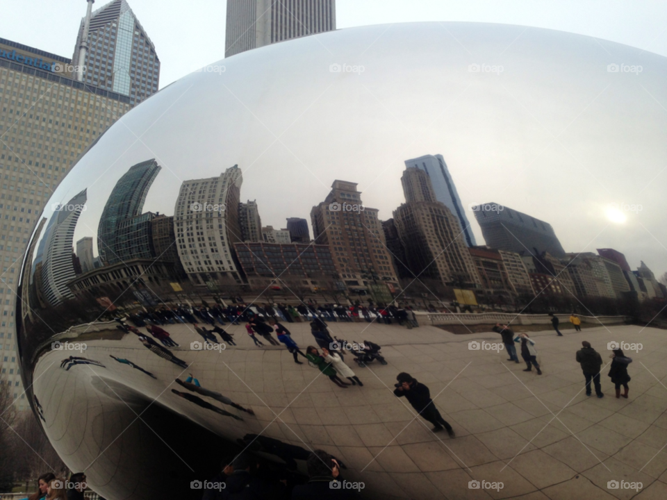 winter buildings reflection skyscrapers by mengzishiliu