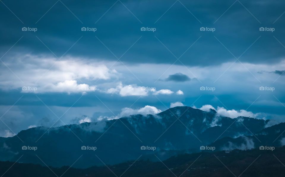 Dramatic atmospheric mood over Shirui mountain in Ukhrul district of Manipur India.