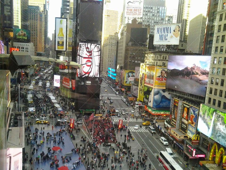 Times Square clutter. overlooking Times Square