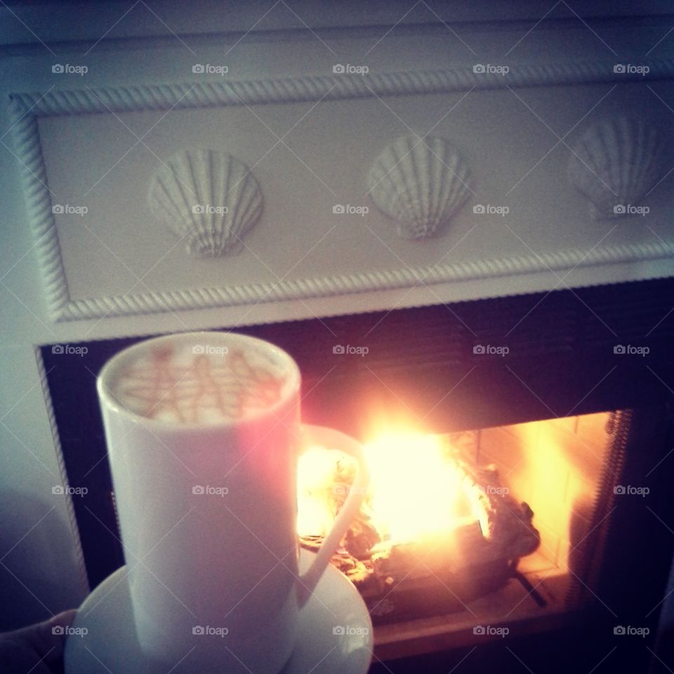 Coffee by the fire, warming the inside and the out.