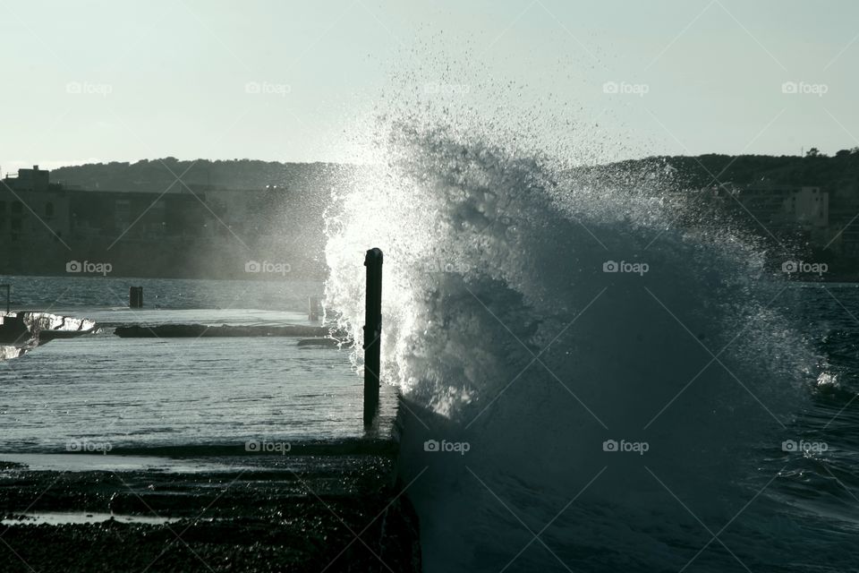 wave strikes on the shore