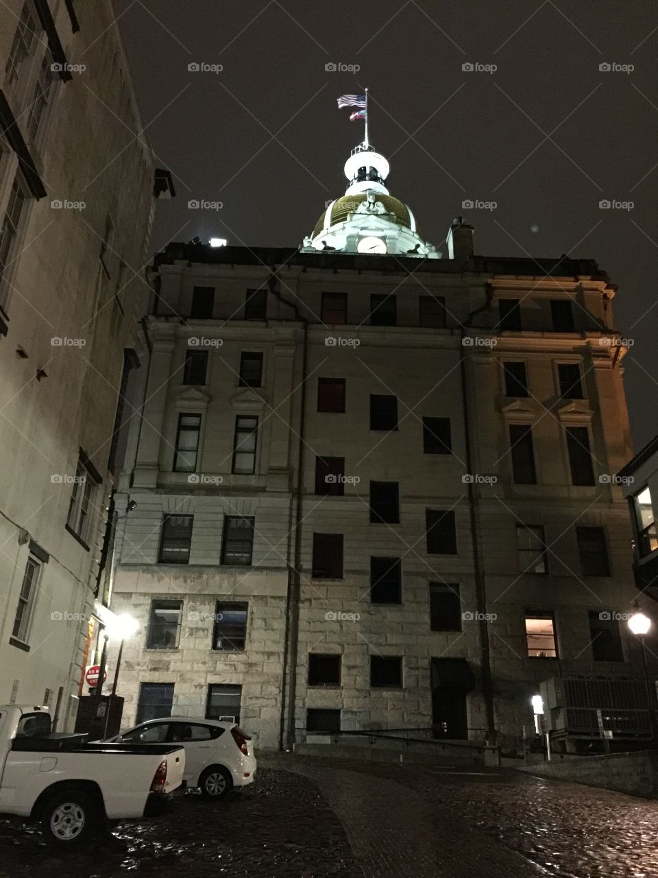 Historic building Savannah Ga night time