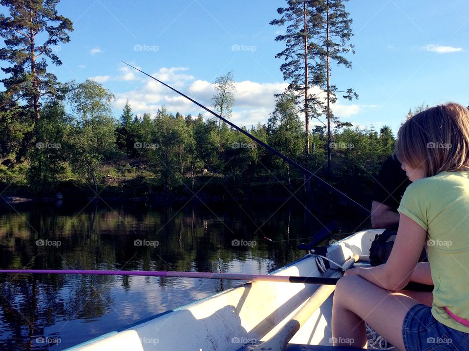 Fishing. Fishing in a small boat