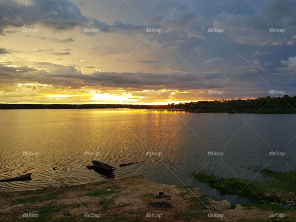 Water, Sunset, Reflection, No Person, Lake