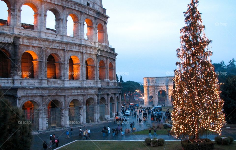 Colosseum in Rome at Christmas. The colosseum in Rome during the Christmas holidays