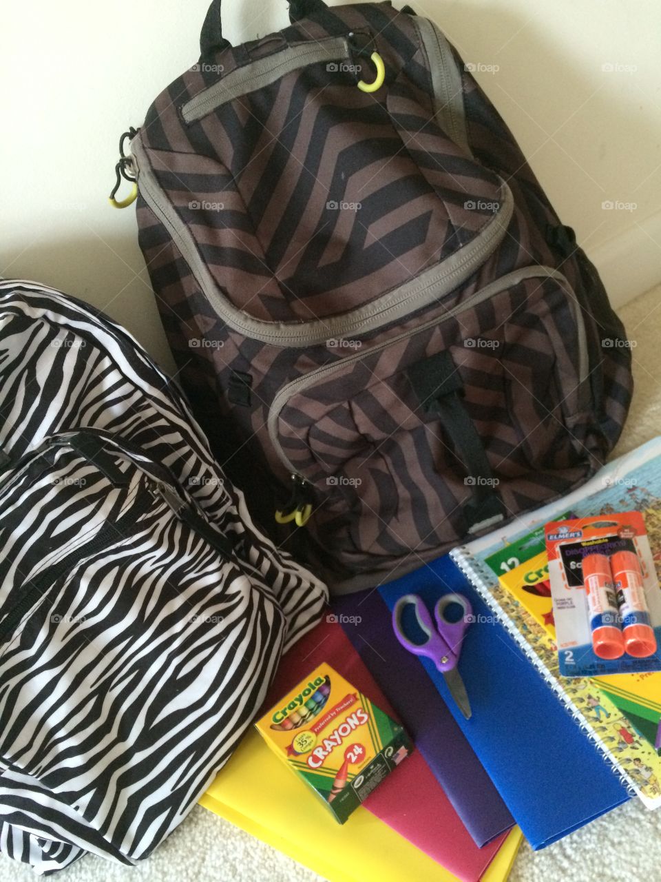 Ready for School. Our church does a backpack blessing at the start of the school year. I love the colors and patterns of school supplies.