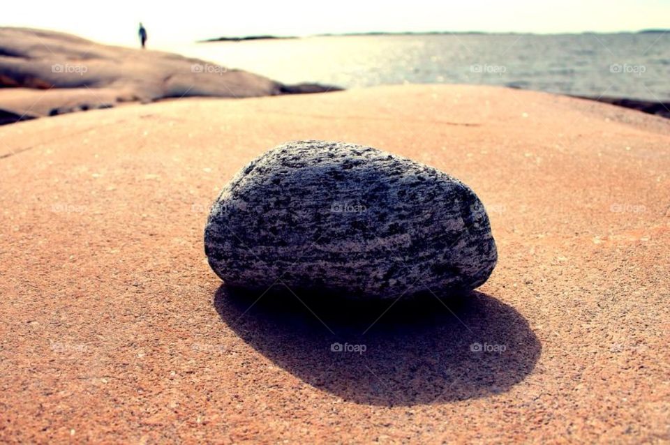 A lonely stone on the Beach