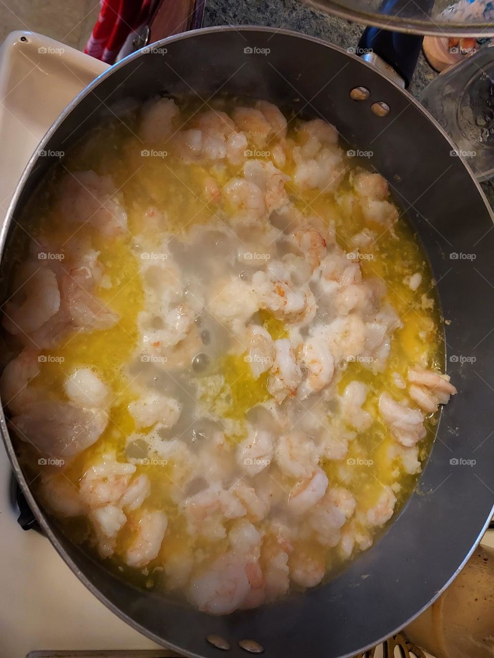my not so famous garlic and butter shrimp.  got it smothered in lots of butter and garlic.