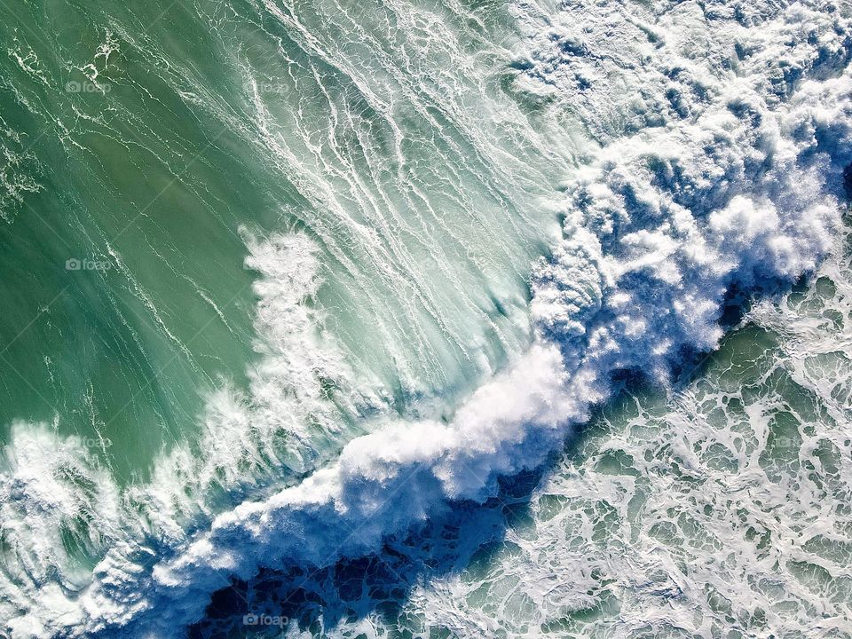 The wave breaking from an aerial view