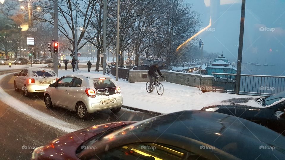 Snowing in Zurich