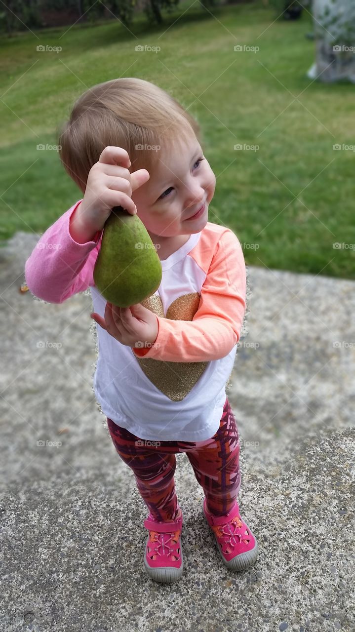 She picked a pear