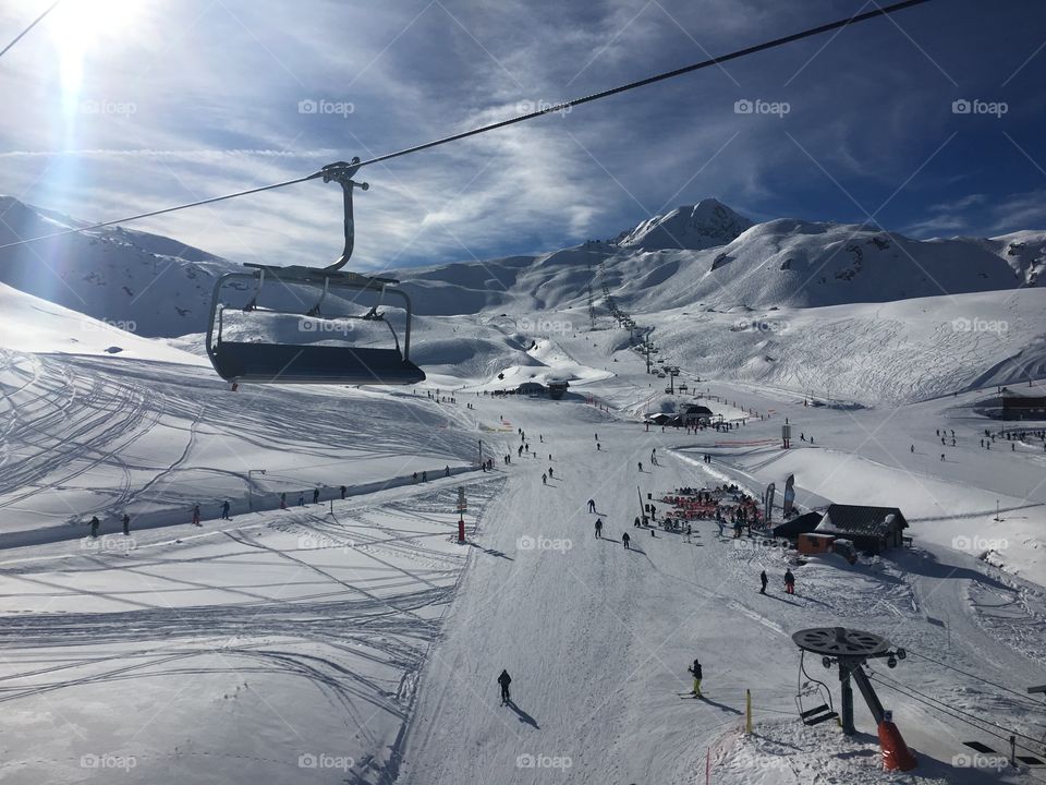 Ski lift view of pistes