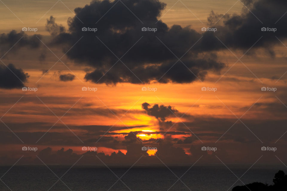 Sunset in the Caribbean after a stormy day.  